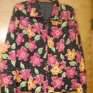 Zippered Black Floral Jacket